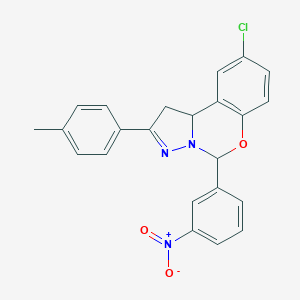 molecular formula C23H18ClN3O3 B407405 9-Chloro-2-(4-methylphenyl)-5-(3-nitrophenyl)-1,10b-dihydropyrazolo[1,5-c][1,3]benzoxazine 