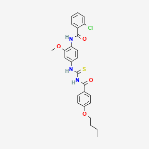 N-[4-({[(4-butoxybenzoyl)amino]carbonothioyl}amino)-2-methoxyphenyl]-2-chlorobenzamide