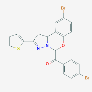 molecular formula C21H14Br2N2O2S B407411 (4-Bromophenyl)[9-bromo-2-(2-thienyl)-1,10B-dihydropyrazolo[1,5-C][1,3]benzoxazin-5-YL]methanone 