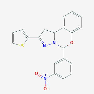 molecular formula C20H15N3O3S B407412 5-{3-Nitrophenyl}-2-thien-2-yl-1,10b-dihydropyrazolo[1,5-c][1,3]benzoxazine CAS No. 332062-62-1