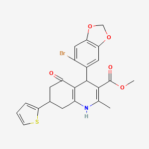 molecular formula C23H20BrNO5S B4074125 methyl 4-(6-bromo-1,3-benzodioxol-5-yl)-2-methyl-5-oxo-7-(2-thienyl)-1,4,5,6,7,8-hexahydro-3-quinolinecarboxylate 