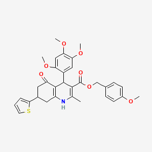 molecular formula C32H33NO7S B4074203 4-methoxybenzyl 2-methyl-5-oxo-7-(2-thienyl)-4-(2,4,5-trimethoxyphenyl)-1,4,5,6,7,8-hexahydro-3-quinolinecarboxylate 