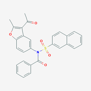 molecular formula C28H21NO5S B407422 N-(3-acetyl-2-methyl-1-benzofuran-5-yl)-N-benzoyl-2-naphthalenesulfonamide CAS No. 448208-26-2