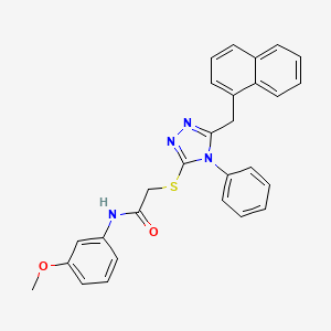 molecular formula C28H24N4O2S B4074256 N-(3-methoxyphenyl)-2-{[5-(1-naphthylmethyl)-4-phenyl-4H-1,2,4-triazol-3-yl]thio}acetamide 