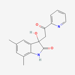 molecular formula C17H16N2O3 B4074259 3-hydroxy-5,7-dimethyl-3-[2-oxo-2-(2-pyridinyl)ethyl]-1,3-dihydro-2H-indol-2-one 