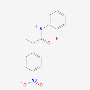 molecular formula C15H13FN2O3 B4074276 N-(2-fluorophenyl)-2-(4-nitrophenyl)propanamide 