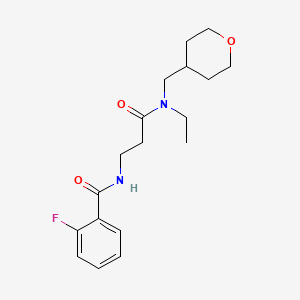 molecular formula C18H25FN2O3 B4074285 N-{3-[ethyl(tetrahydro-2H-pyran-4-ylmethyl)amino]-3-oxopropyl}-2-fluorobenzamide 