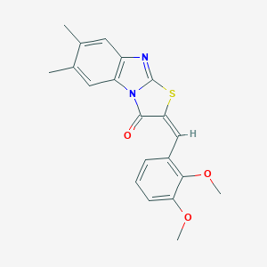 molecular formula C20H18N2O3S B407431 (2E)-2-(2,3-Dimethoxybenzylidene)-6,7-dimethyl[1,3]thiazolo[3,2-a]benzimidazol-3(2H)-one 
