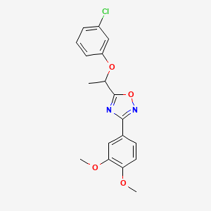 molecular formula C18H17ClN2O4 B4074384 5-[1-(3-chlorophenoxy)ethyl]-3-(3,4-dimethoxyphenyl)-1,2,4-oxadiazole 