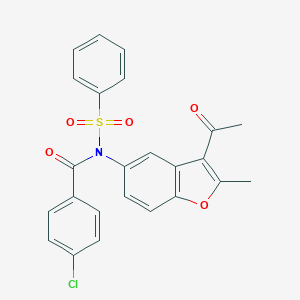 N-(3-acetyl-2-methyl-1-benzofuran-5-yl)-N-(benzenesulfonyl)-4-chlorobenzamide