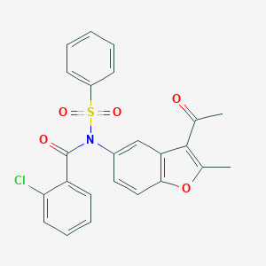 N-(3-acetyl-2-methyl-1-benzofuran-5-yl)-N-(benzenesulfonyl)-2-chlorobenzamide