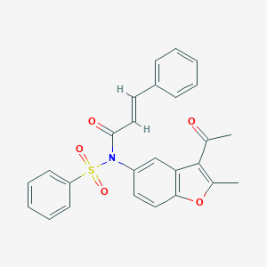 molecular formula C26H21NO5S B407444 N-(3-acetyl-2-methyl-1-benzofuran-5-yl)-N-cinnamoylbenzenesulfonamide CAS No. 463353-25-5