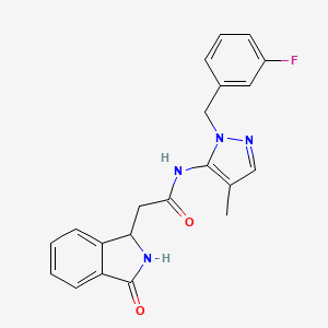 molecular formula C21H19FN4O2 B4074455 N-[1-(3-fluorobenzyl)-4-methyl-1H-pyrazol-5-yl]-2-(3-oxo-2,3-dihydro-1H-isoindol-1-yl)acetamide 