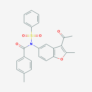 molecular formula C25H21NO5S B407447 N-(3-acetyl-2-methyl-1-benzofuran-5-yl)-N-(4-methylbenzoyl)benzenesulfonamide 