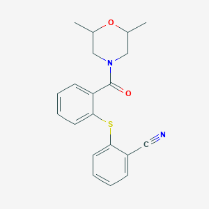 molecular formula C20H20N2O2S B4074489 2-({2-[(2,6-dimethyl-4-morpholinyl)carbonyl]phenyl}thio)benzonitrile 