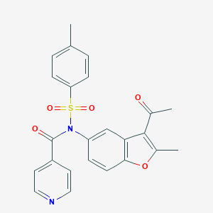 molecular formula C24H20N2O5S B407449 N-(3-acetyl-2-methyl-1-benzofuran-5-yl)-N-isonicotinoyl-4-methylbenzenesulfonamide 