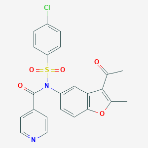 N-(3-acetyl-2-methyl-1-benzofuran-5-yl)-4-chloro-N-isonicotinoylbenzenesulfonamide