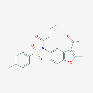 molecular formula C22H23NO5S B407457 N-(3-acetyl-2-methyl-1-benzofuran-5-yl)-N-butyryl-4-methylbenzenesulfonamide 