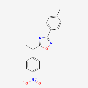 molecular formula C17H15N3O3 B4074587 3-(4-methylphenyl)-5-[1-(4-nitrophenyl)ethyl]-1,2,4-oxadiazole 