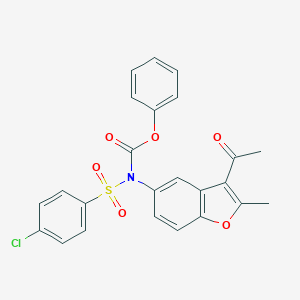 molecular formula C24H18ClNO6S B407459 Phenyl (3-acetyl-2-methylbenzofuran-5-yl)((4-chlorophenyl)sulfonyl)carbamate CAS No. 406475-50-1