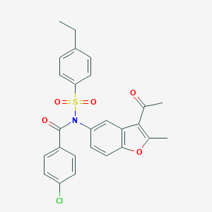 molecular formula C26H22ClNO5S B407460 N-(3-acetyl-2-methyl-1-benzofuran-5-yl)-4-chloro-N-[(4-ethylphenyl)sulfonyl]benzamide CAS No. 448208-69-3