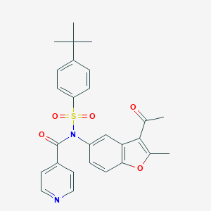 molecular formula C27H26N2O5S B407464 N-(3-acetyl-2-methyl-1-benzofuran-5-yl)-4-tert-butyl-N-isonicotinoylbenzenesulfonamide CAS No. 305374-67-8