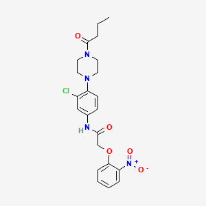 molecular formula C22H25ClN4O5 B4074676 N-[4-(4-butyryl-1-piperazinyl)-3-chlorophenyl]-2-(2-nitrophenoxy)acetamide 