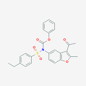 molecular formula C26H23NO6S B407468 Phenyl (3-acetyl-2-methylbenzofuran-5-yl)((4-ethylphenyl)sulfonyl)carbamate CAS No. 448208-71-7
