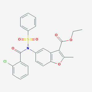 molecular formula C25H20ClNO6S B407469 Ethyl 5-[(2-chlorobenzoyl)(phenylsulfonyl)amino]-2-methyl-1-benzofuran-3-carboxylate 
