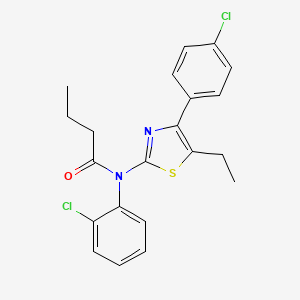 molecular formula C21H20Cl2N2OS B4074695 N-(2-chlorophenyl)-N-[4-(4-chlorophenyl)-5-ethyl-1,3-thiazol-2-yl]butanamide 