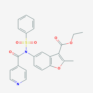 molecular formula C24H20N2O6S B407471 ethyl 2-methyl-5-(N-(phenylsulfonyl)isonicotinamido)benzofuran-3-carboxylate CAS No. 406475-59-0