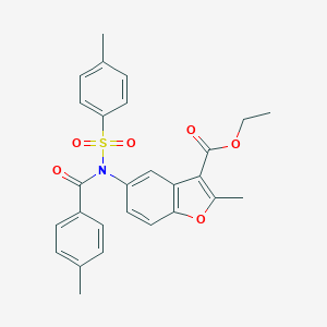 molecular formula C27H25NO6S B407473 Ethyl 2-methyl-5-{(4-methylbenzoyl)[(4-methylphenyl)sulfonyl]amino}-1-benzofuran-3-carboxylate 