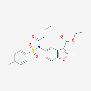 molecular formula C23H25NO6S B407474 Ethyl 5-{butyryl[(4-methylphenyl)sulfonyl]amino}-2-methyl-1-benzofuran-3-carboxylate 