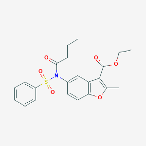 molecular formula C22H23NO6S B407476 Ethyl 5-[butyryl(phenylsulfonyl)amino]-2-methyl-1-benzofuran-3-carboxylate 