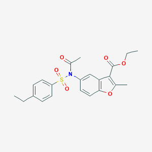 molecular formula C22H23NO6S B407477 Ethyl 5-{acetyl[(4-ethylphenyl)sulfonyl]amino}-2-methyl-1-benzofuran-3-carboxylate CAS No. 397287-68-2