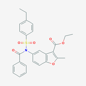 molecular formula C27H25NO6S B407478 Ethyl 5-{benzoyl[(4-ethylphenyl)sulfonyl]amino}-2-methyl-1-benzofuran-3-carboxylate 