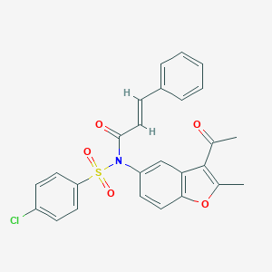 molecular formula C26H20ClNO5S B407480 N-(3-acetyl-2-methyl-1-benzofuran-5-yl)-4-chloro-N-cinnamoylbenzenesulfonamide CAS No. 463353-28-8