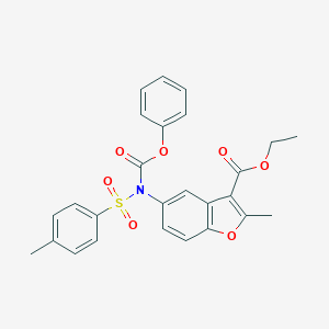 molecular formula C26H23NO7S B407483 Ethyl 2-methyl-5-[[(4-methylphenyl)sulfonyl](phenoxycarbonyl)amino]-1-benzofuran-3-carboxylate 