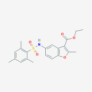 molecular formula C21H23NO5S B407484 Ethyl 5-[(mesitylsulfonyl)amino]-2-methyl-1-benzofuran-3-carboxylate CAS No. 301337-74-6