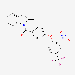 molecular formula C23H17F3N2O4 B4074853 2-methyl-1-{4-[2-nitro-4-(trifluoromethyl)phenoxy]benzoyl}indoline 