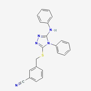 molecular formula C22H17N5S B4074865 3-{[(5-anilino-4-phenyl-4H-1,2,4-triazol-3-yl)thio]methyl}benzonitrile 