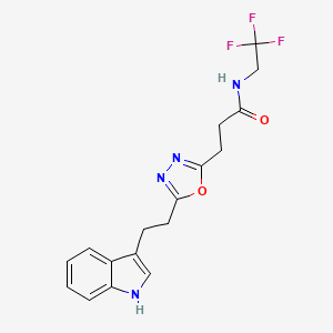 molecular formula C17H17F3N4O2 B4074881 3-{5-[2-(1H-indol-3-yl)ethyl]-1,3,4-oxadiazol-2-yl}-N-(2,2,2-trifluoroethyl)propanamide 