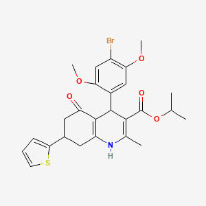 molecular formula C26H28BrNO5S B4074889 isopropyl 4-(4-bromo-2,5-dimethoxyphenyl)-2-methyl-5-oxo-7-(2-thienyl)-1,4,5,6,7,8-hexahydro-3-quinolinecarboxylate 