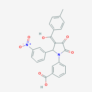 molecular formula C25H18N2O7 B407490 3-[(3E)-3-[hydroxy-(4-methylphenyl)methylidene]-2-(3-nitrophenyl)-4,5-dioxopyrrolidin-1-yl]benzoic acid 