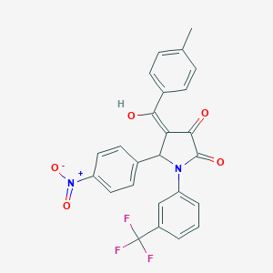 molecular formula C25H17F3N2O5 B407492 (4E)-4-[hydroxy-(4-methylphenyl)methylidene]-5-(4-nitrophenyl)-1-[3-(trifluoromethyl)phenyl]pyrrolidine-2,3-dione CAS No. 332065-93-7