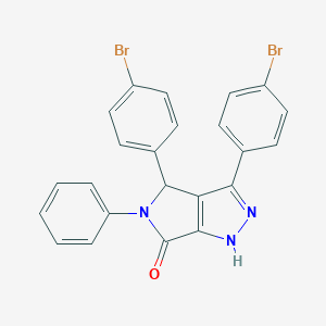 molecular formula C23H15Br2N3O B407493 3,4-Bis-(4-bromo-phenyl)-5-phenyl-4,5-dihydro-1H-pyrrolo[3,4-c]pyrazol-6-one 