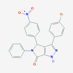 molecular formula C23H15BrN4O3 B407495 3-(4-Bromophenyl)-4-(4-nitrophenyl)-5-phenyl-1,4-dihydropyrrolo[3,4-c]pyrazol-6-one 