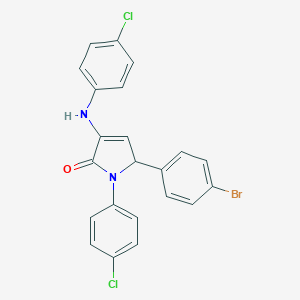 molecular formula C22H15BrCl2N2O B407501 5-(4-bromophenyl)-1-(4-chlorophenyl)-3-[(4-chlorophenyl)amino]-1,5-dihydro-2H-pyrrol-2-one 