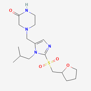 4-({1-isobutyl-2-[(tetrahydro-2-furanylmethyl)sulfonyl]-1H-imidazol-5-yl}methyl)-2-piperazinone