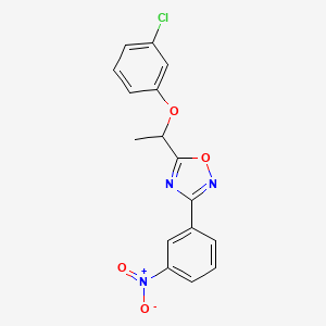 molecular formula C16H12ClN3O4 B4075060 5-[1-(3-chlorophenoxy)ethyl]-3-(3-nitrophenyl)-1,2,4-oxadiazole 